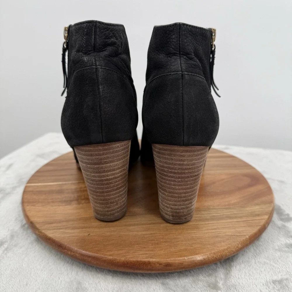 Cole Haan Ankle Boot‎ Grand OS Womens 10 Black Leather  Stacked High Heels Zip